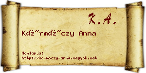 Körmöczy Anna névjegykártya